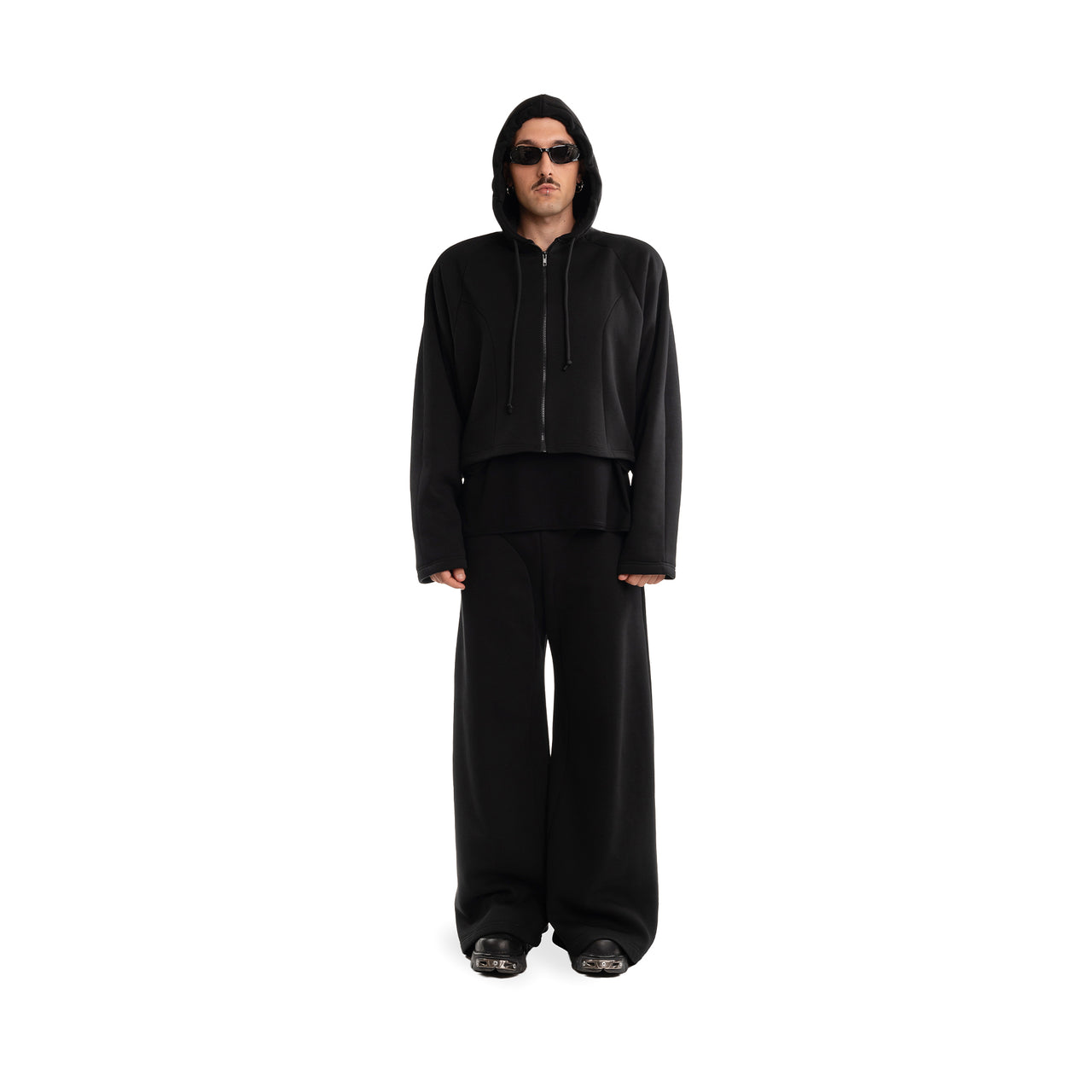 Oversize Zip-Up Hoodie with shoulder pads