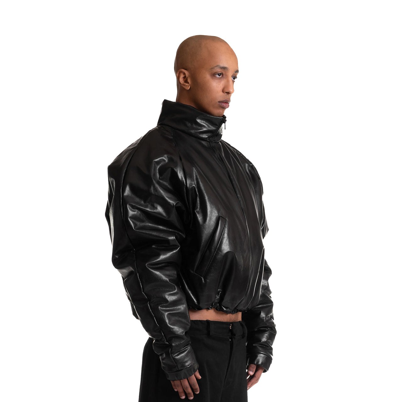 Leather Bomber HIgh-Neck